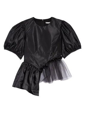 Sandy Liang Spoonbill Top Black Taffeta